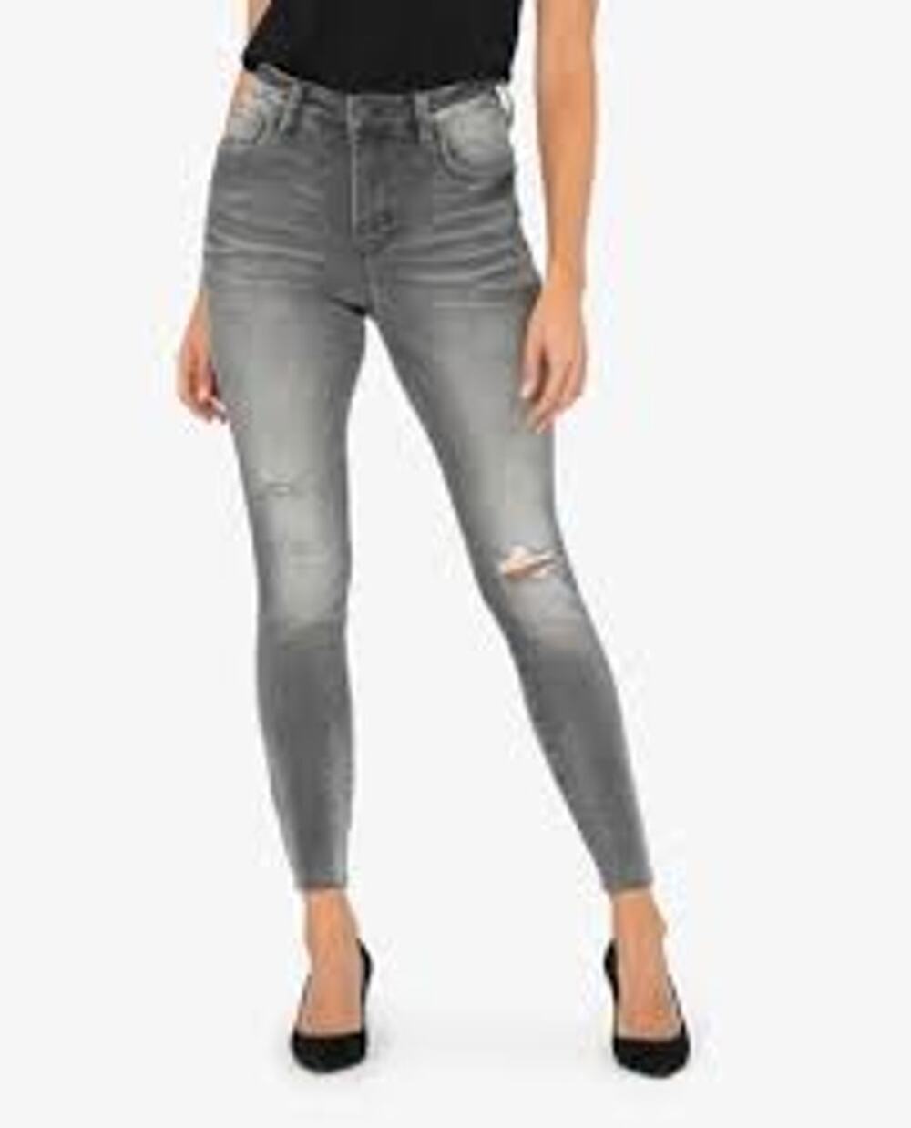 KUT From the Cloth Gray Wash 14 Connie Fab Abs Skinny Jean Distressed EUC!